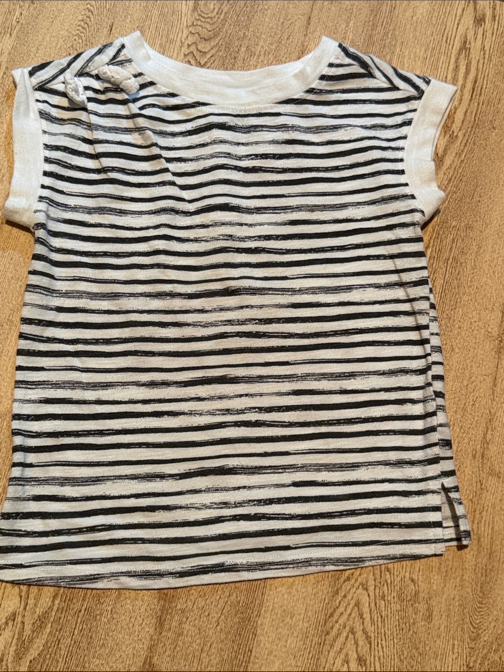 Cat & Jack White and Black Striped Short Sleeve Tee
